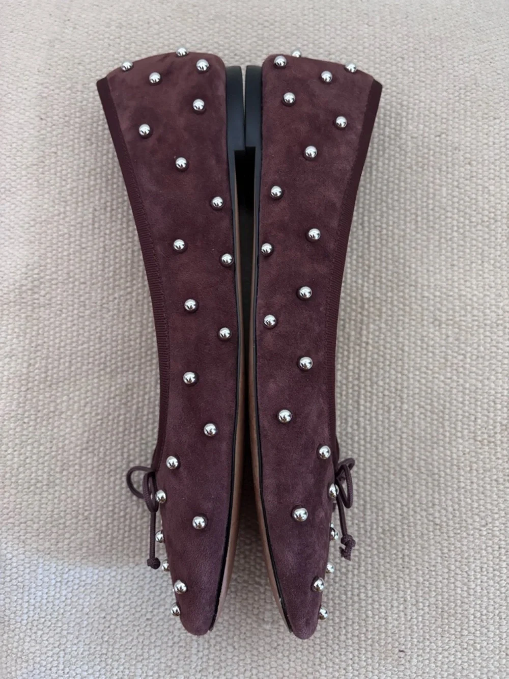 J.Crew Andi Ballet Flats in Beaded Suede – Brown Embellished Shoes 9.5 EUC